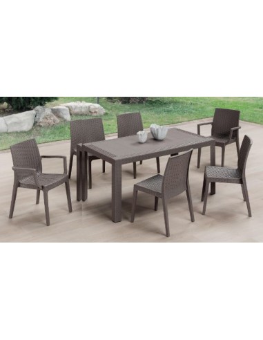 SEDIE-POLTRONE: vendita online POLTRONA DAFNE CON BRACCIOLI COLORE ESPRESSO SIMIL RATTAN in offerta