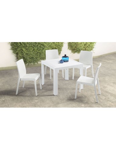 SEDIE-POLTRONE: vendita online SEDIA SELENE SIMIL RATTAN BIANCO IMPILABILE in offerta