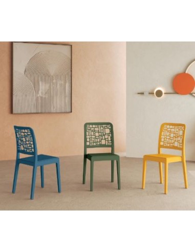 SEDIE-POLTRONE: vendita online SEDIA MEDEA VERDE OLIVA IMPILABILE DESIGN MODERNO ARETA in offerta