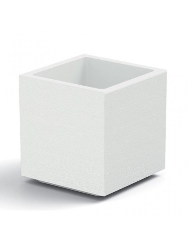 VASI-FIORIERE: vendita online VASO IN POLIPROPILENE CUBO MATHERIA 40X40CM BIANCO CON RUOTE INTEGRATE in offerta
