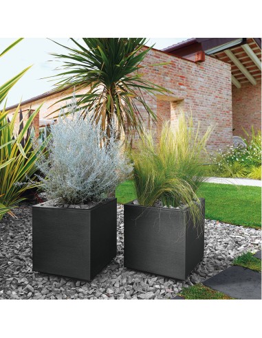 VASI-FIORIERE: vendita online VASO IN POLIPROPILENE CUBO MATHERIA 40X40CM AVANA CON RUOTE INTEGRATE in offerta