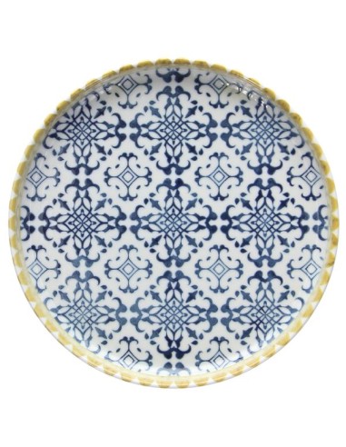 PIATTI: vendita online PIATTO PIANO CM.21 BORDATO SELINUNTE PORCELLANA BLU/GIALLO TOGNANA in offerta