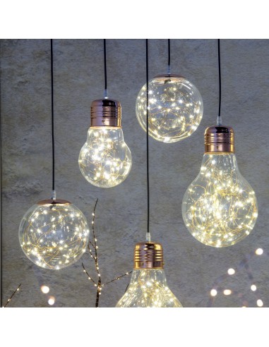 LAMPADE-LAMPADARI-SERIE LUMINOSE: vendita online LAMPADA RAME 40 MICROLED LOTTI BIANCO CALDO Ø 14 X ALTEZZA 25 CM in offerta