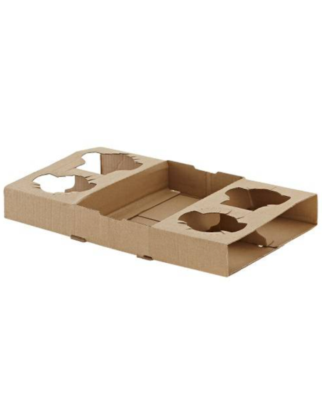 CONTENITORI PER ASPORTO: vendita online PORTA BICCHIERE 4 POSTI 29 X 17,5 X 3,5 CM IN CARTONCINO KRAFT SET 50 PEZZI in offerta
