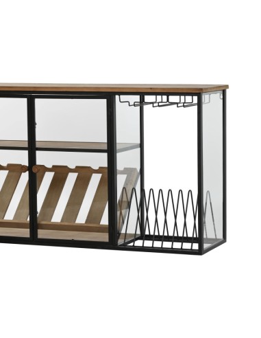 COMPLEMENTI D'ARREDO: vendita online VETRINA PORTA BOTTIGLIE ITEM 102 X 32 X ALTEZZA 60 CM IN METALLO E LEGNO in offerta