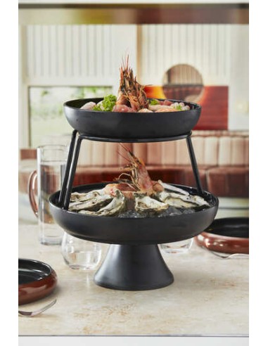 ALZATE-PORTATORTE-ESPOSITORI: vendita online PIATTO TONDO LEONE Ø 34 X ALTEZZA 5,3 CM NERO IN MELAMINA in offerta