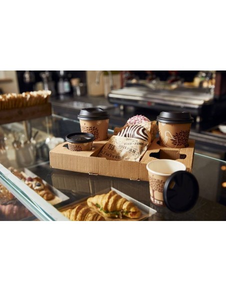 CONTENITORI PER ASPORTO: vendita online PORTA BICCHIERE 4 POSTI 29 X 17,5 X 3,5 CM IN CARTONCINO KRAFT SET 50 PEZZI in offerta