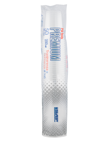BICCHIERI: vendita online SET 50 BICCHIERI PREMIUM ISAP 250 CL IN POLIPROPILENE TRASPARENTE in offerta