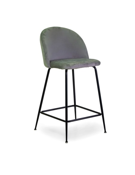 SGABELLI: vendita online SGABELLO SAMMI VELLUTO GRIGIO GAMBE NERE CM.44X48X91 in offerta