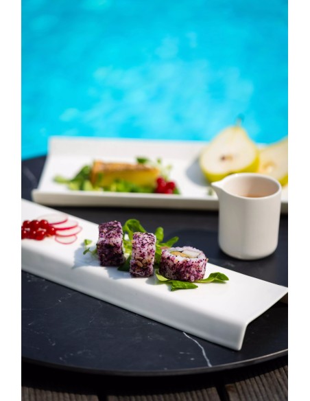 APHROS: vendita online VASSOIO GOURMET APHROS LE COQ 41 X 10,5 CM BIANCO IN PORCELLANA in offerta
