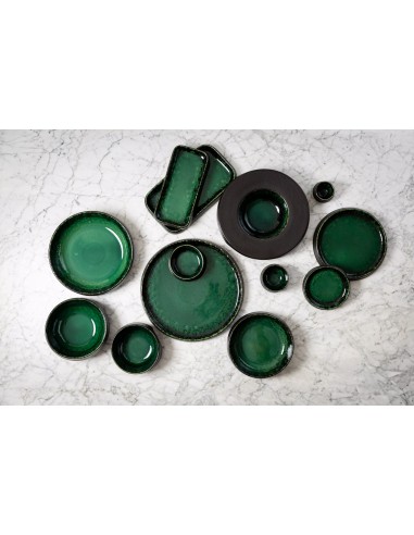 DEIMOS: vendita online VASSOIO RETTANGOLARE DEIMOS LE COQ 29,5 X 17,5 CM NERO E VERDE IN PORCELLANA in offerta