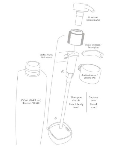 ACCESSORI: vendita online DISPENSER NERO DA PARETE PER FLACONE 250ML HOBO in offerta