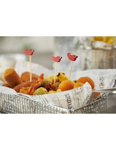 FINGER FOOD: vendita online SET 100 SPIEDI CHILI ROSSO LEONE 12 CM IN BAMBOO in offerta