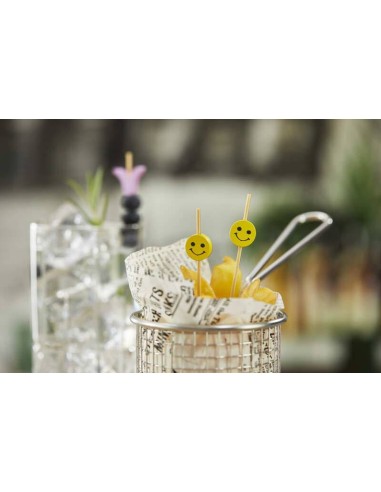 FINGER FOOD: vendita online SET 100 SPIEDI SMILE LEONE 12 CM IN BAMBOO in offerta