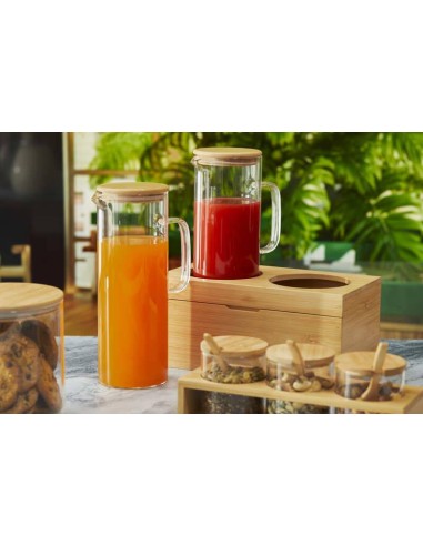BROCCHE-CARAFFE GRADUATE: vendita online CARAFFA IN VETRO LT.1,5 CON COPERCHIO IN BAMBOO LEONE in offerta