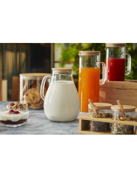 BROCCHE-CARAFFE GRADUATE: vendita online CARAFFA IN VETRO LT.1,7 CON COPERCHIO IN BAMBOO LEONE in offerta