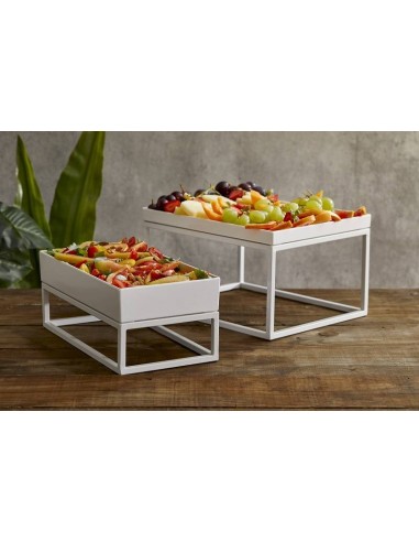 ALZATE-PORTATORTE-ESPOSITORI: vendita online STAND BUFFET IN METALLO BIANCO GN 1 / 1 CM.53X32,5X8H in offerta