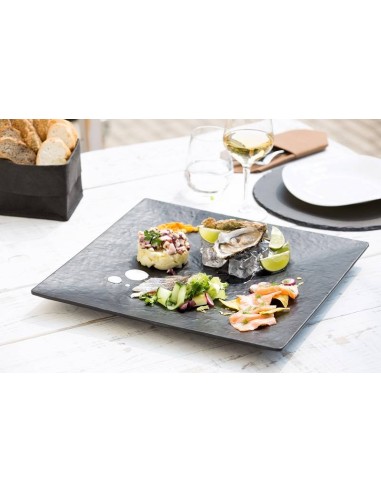 VASSOI-TAGLIERI: vendita online VASSOIO QUADRATO 40X40X3,8H MAYA NERO EFFETTO PIETRA IN MELAMINA LEONE in offerta