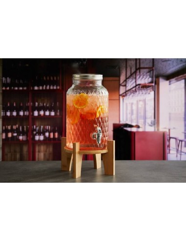 DISTRIBUTORI-ESPOSITORI: vendita online BIG JAR IN VETRO TRASPARENTE CON BASE BAMBOO LT.5,6 CM.41X23X23H LEONE in offerta
