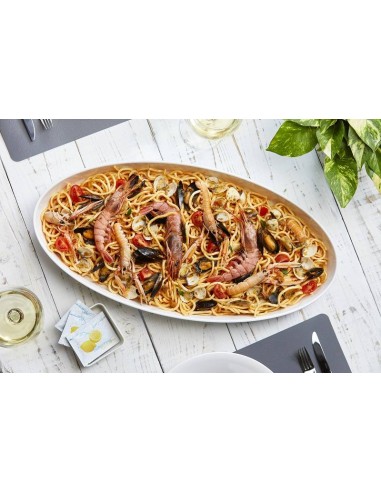 VASSOI-TAGLIERI: vendita online VASSOIO SNOW OVALE IN MELAMINA BIANCO CM.45X25X6,5H LEONE in offerta