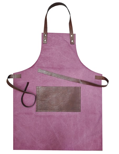 GREMBIULI: vendita online GREMBIULE WOSDE IN CANVAS E SIMILPELLE TU BORDEAUX CON TASCA E LACCI BARRIQUE CM 57X80 CON PETTORIN...