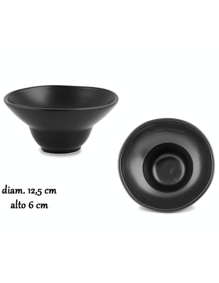 FINGER FOOD PORCELLANA: vendita online PIATTINO PASTA BOWL MINI CM.12,5 YOKO IN PORCELLANA NERO in offerta