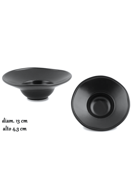 FINGER FOOD PORCELLANA: vendita online PIATTINO PASTA BOWL MINI CM.13 YOKO IN PORCELLANA NERO in offerta