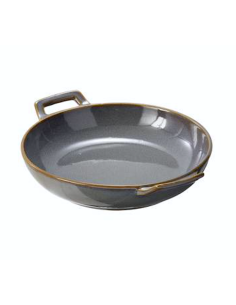 FINGER FOOD PORCELLANA: vendita online CIOTOLA TONDA HOKKAIDO CM.22X17,8X4H GRIGIO IN PORCELLANACON MANIGLIE LEONE in offerta