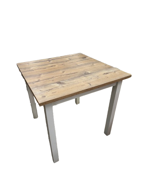 TAVOLI: vendita online VINTAGE TAVOLO CM.80X80 PIANO PINO SPESSORE MM.25 GAMBA QUADRA BIANCO in offerta