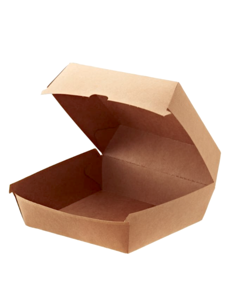 CONTENITORI PER ASPORTO: vendita online BOX HAMBURGER IN CARTONCINO AVANA CM. 10,5X10,5X8,5H CONFEZIONE 50 PEZZI LEONE in off...