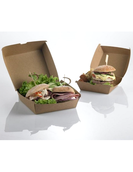CONTENITORI PER ASPORTO: vendita online BOX HAMBURGER KRAFT CM.12 X 12 X 7 CM AVANA CONFEZIONE 50 PEZZI LEONE in offerta