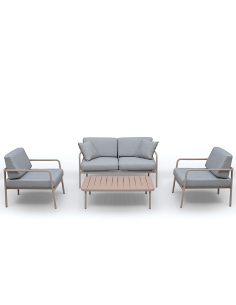 CANNES SALOTTO 4 POSTI (DIVANO+2 POLTRONE) CON TAVOLINO AVANA/GRIGIO