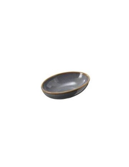FINGER FOOD PORCELLANA: vendita online PIATTINO OVALE HOKKAIDO CM.9,5X6,2X2,5H GRIGIO IN PORCELLANA LEONE in offerta