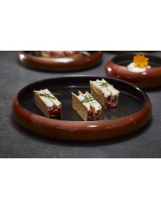 PIATTI: vendita online PIATTO TONDO ZANZIBAR CM.21,5X3,5H IN PORCELLANA MARRONE/NERO LEONE in offerta 2