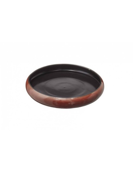 PIATTI: vendita online PIATTO TONDO ZANZIBAR CM.26,5X4H IN PORCELLANA MARRONE /NERO LEONE in offerta