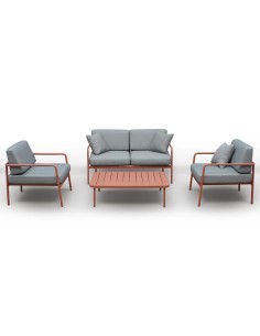 SALOTTINI: vendita online SALOTTO CANNES 4 POSTI GROSFILLEX CON TAVOLINO TERRACOTTA E GRIGIO in offerta