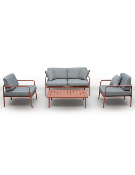 SALOTTINI: vendita online SALOTTO CANNES 4 POSTI GROSFILLEX CON TAVOLINO TERRACOTTA E GRIGIO in offerta