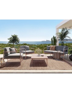 SALOTTINI: vendita online SALOTTO CANNES 4 POSTI GROSFILLEX CON TAVOLINO AVANA E GRIGIO in offerta 2