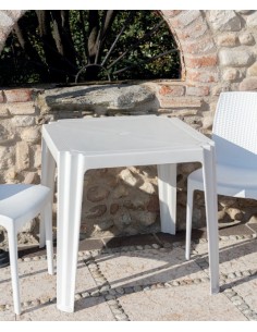 TAVOLI: vendita online TAVOLO MADISON RATTAN IMPILABILE 75X75 BIANCO in offerta 2