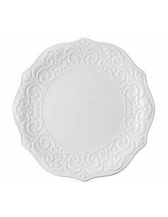 PIATTI: vendita online PIATTO FRUTTA REGINA CM. 21 IN PORCELLANA BIANCA CON DECORI IN RILIEVO TABLE TOP in offerta