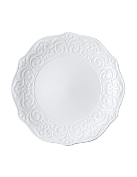 PIATTI: vendita online PIATTO PANE REGINA CM. 16 IN PORCELLANA BIANCA CON DECORI IN RILIEVO TABLE TOP in offerta