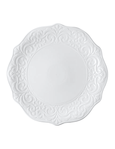 PIATTI: vendita online PIATTO PIANO REGINA CM. 26, 5 IN PORCELLANA BIANCA CON DECORO IN RILIEVO TABLE TOP in offerta