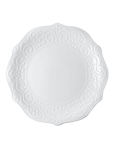 PIATTI: vendita online PIATTO ROTONDO REGINA CM. 32, 5 IN PORCELLANA BIANCA CON DECORO IN RILIEVO TABLE TOP in offerta