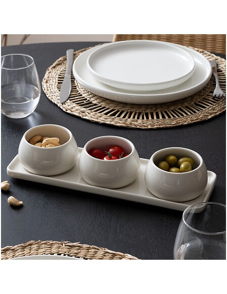 ANTIPASTIERE-SET APERITIVI: vendita online SET APERITIVO 194182 NORA 4PZ CERAMICA BIANCO in offerta