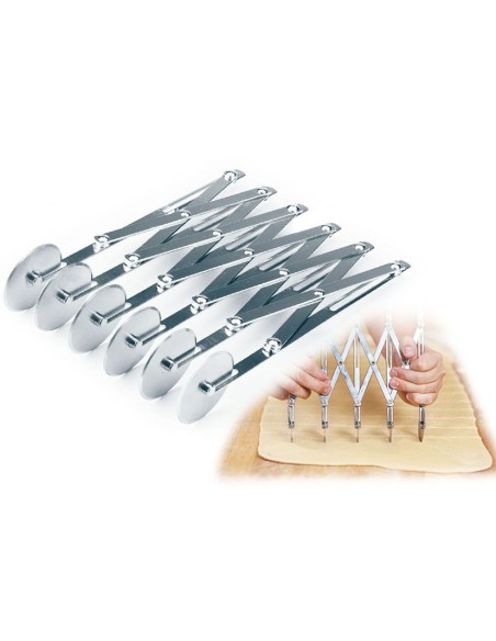 TAGLIAPASTA-COPPAPASTA-PORZIONATORI: vendita online TAGLIA PASTA A 6 ROTELLE INOX in offerta
