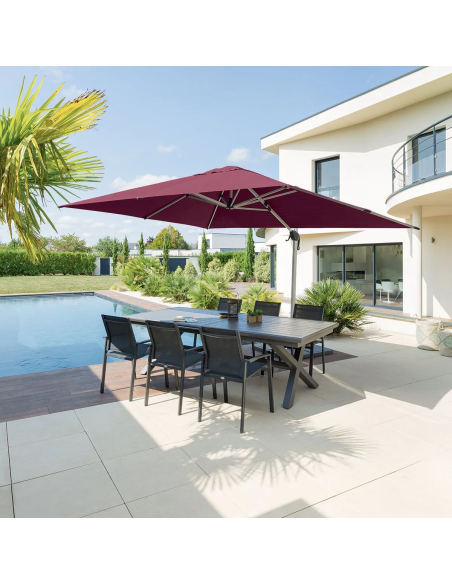 OUTLET: vendita online OMBRELLONE EQUADOR HESPERIDE 3 X 4 METRI BORDEAUX IN ALLUMINIO (NO BASE) in offerta