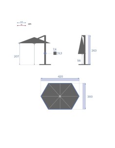 OUTLET: vendita online OMBRELLONE ESAGONALE ELEA HESPERIDE 3 X 4,2 METRI ARDESIA (NO BASE) in offerta