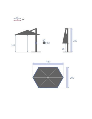 OUTLET: vendita online OMBRELLONE ESAGONALE ELEA HESPERIDE 3 X 4,2 METRI ARDESIA (NO BASE) in offerta