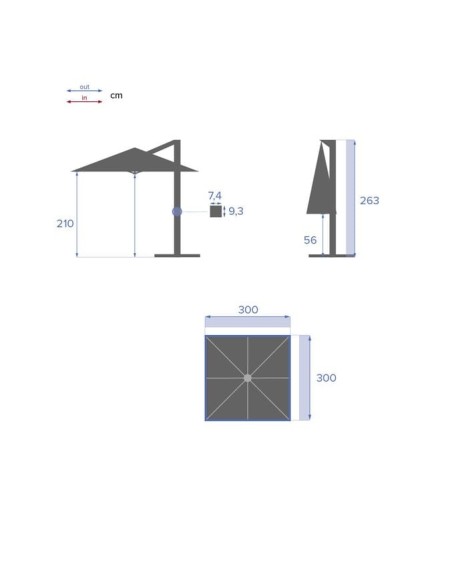 OUTLET: vendita online OMBRELLONE ELEA HESPERIDE 3 X 3 METRI ARDESIA IN ALLUMINIO (NO BASE) in offerta