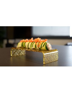 ALZATE-PORTATORTE-ESPOSITORI: vendita online ALZATINA IN VETRO GIALLO RETTANGOLARE CM.21X9X4,5H AMBAR COMAS in offerta 2